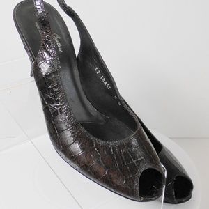 Donald J. Pliner Couture Brown Leather Slingbacks